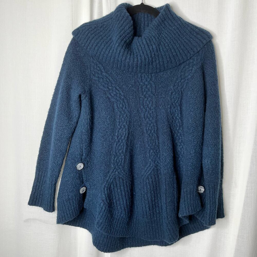 Angel of the North Anthropologie Blue Wool Turtle Neck Sweater Small